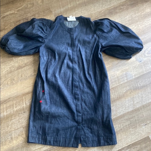 GIYI NO 7 Denim Puff Sleeve Dress Size M - Picture 1 of 10
